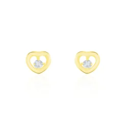 Boucles D'oreilles Puces Dolly Or Jaune Oxyde De Zirconium