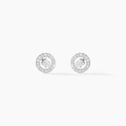 Boucles D'oreilles Puces Domitia Or Blanc Diamant