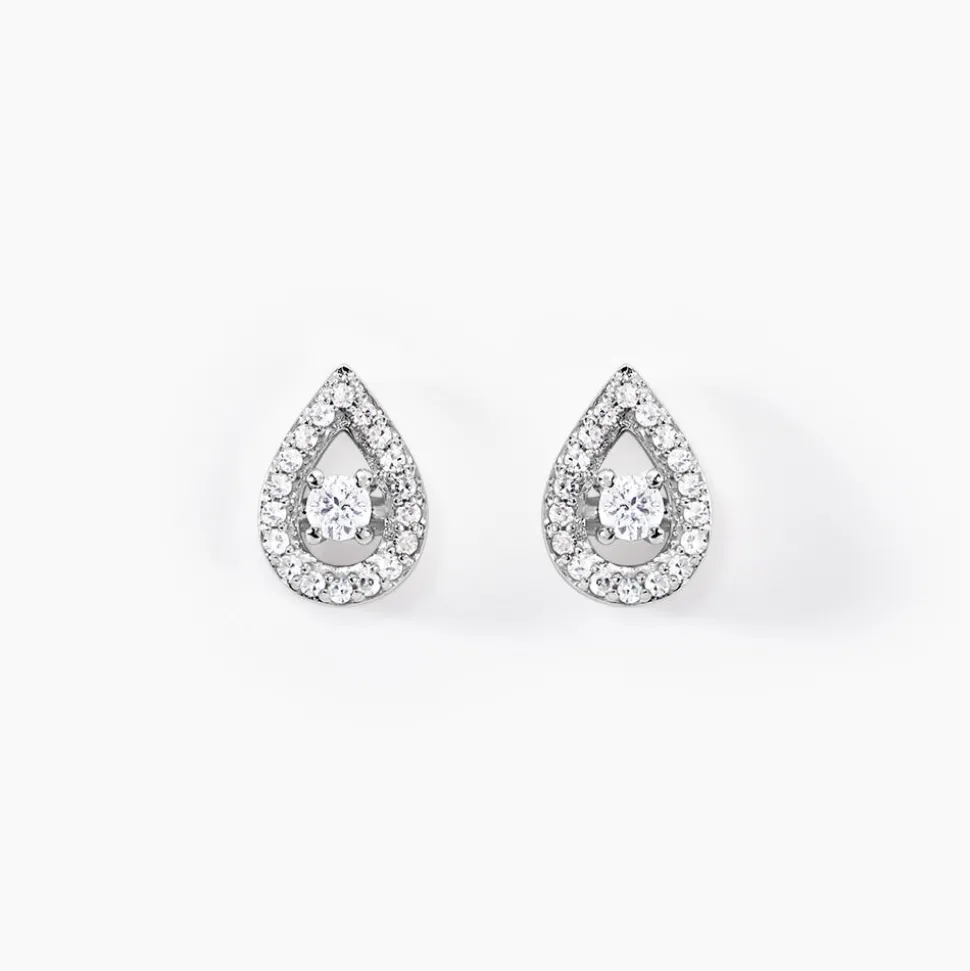 Boucles D'oreilles Puces Domitia Or Blanc Diamant