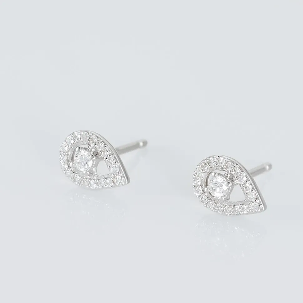Boucles D'oreilles Puces Domitia Or Blanc Diamant