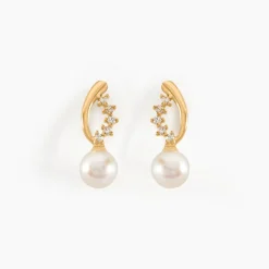 Boucles D'oreilles Puces Dominga Or Jaune Perle De Culture Et Oxyde|Marc Orian Best