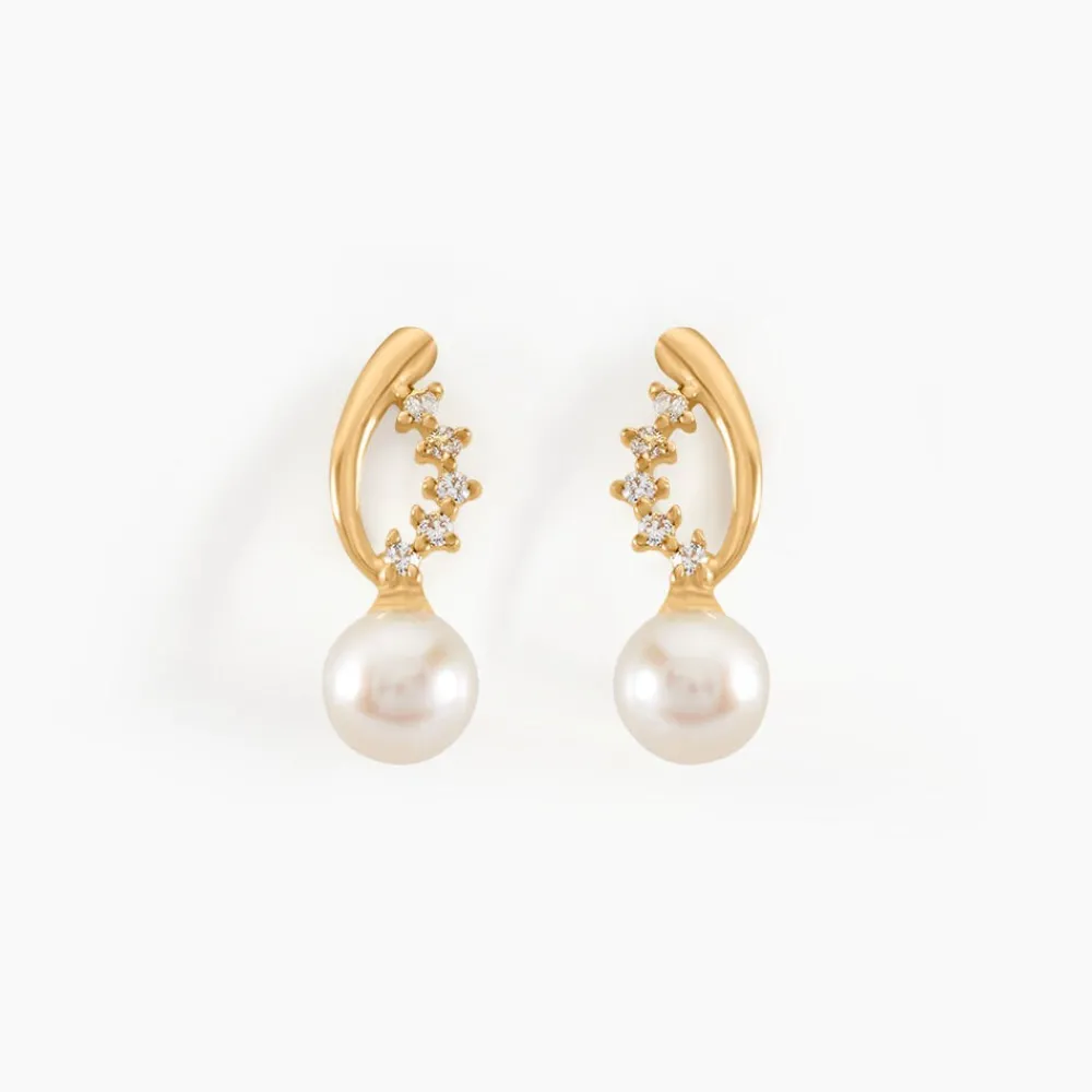 Boucles D'oreilles Puces Dominga Or Jaune Perle De Culture Et Oxyde|Marc Orian Best