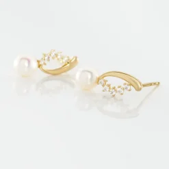 Boucles D'oreilles Puces Dominga Or Jaune Perle De Culture Et Oxyde|Marc Orian Best