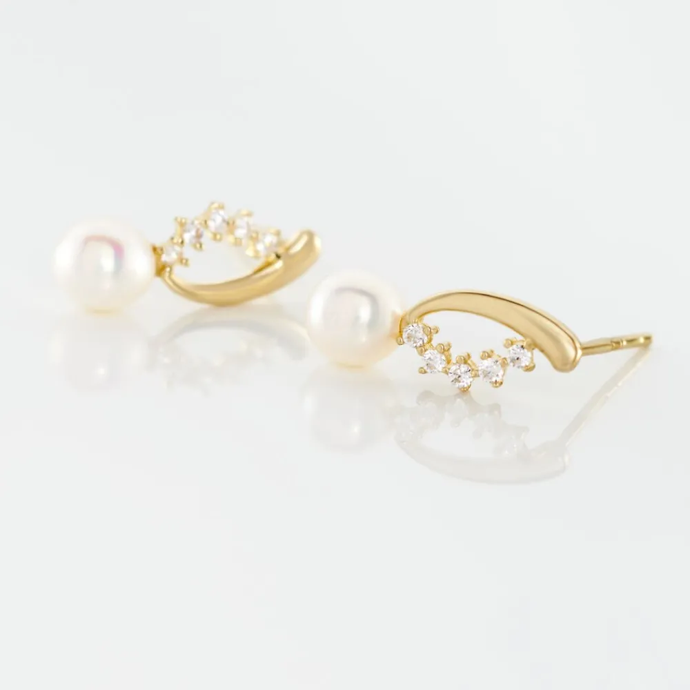 Boucles D'oreilles Puces Dominga Or Jaune Perle De Culture Et Oxyde|Marc Orian Best