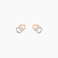 Boucles D'oreilles Puces Donna Coeurs Ajoures Or Rose