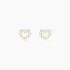 Boucles D'oreilles Puces Dorcas Coeur Ajoure Or Jaune Oxyde De Zirconium