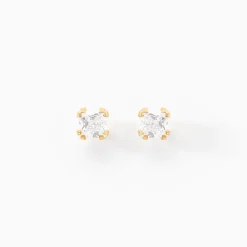 Boucles D'oreilles Puces Doreen Or Jaune Oxyde De Zirconium