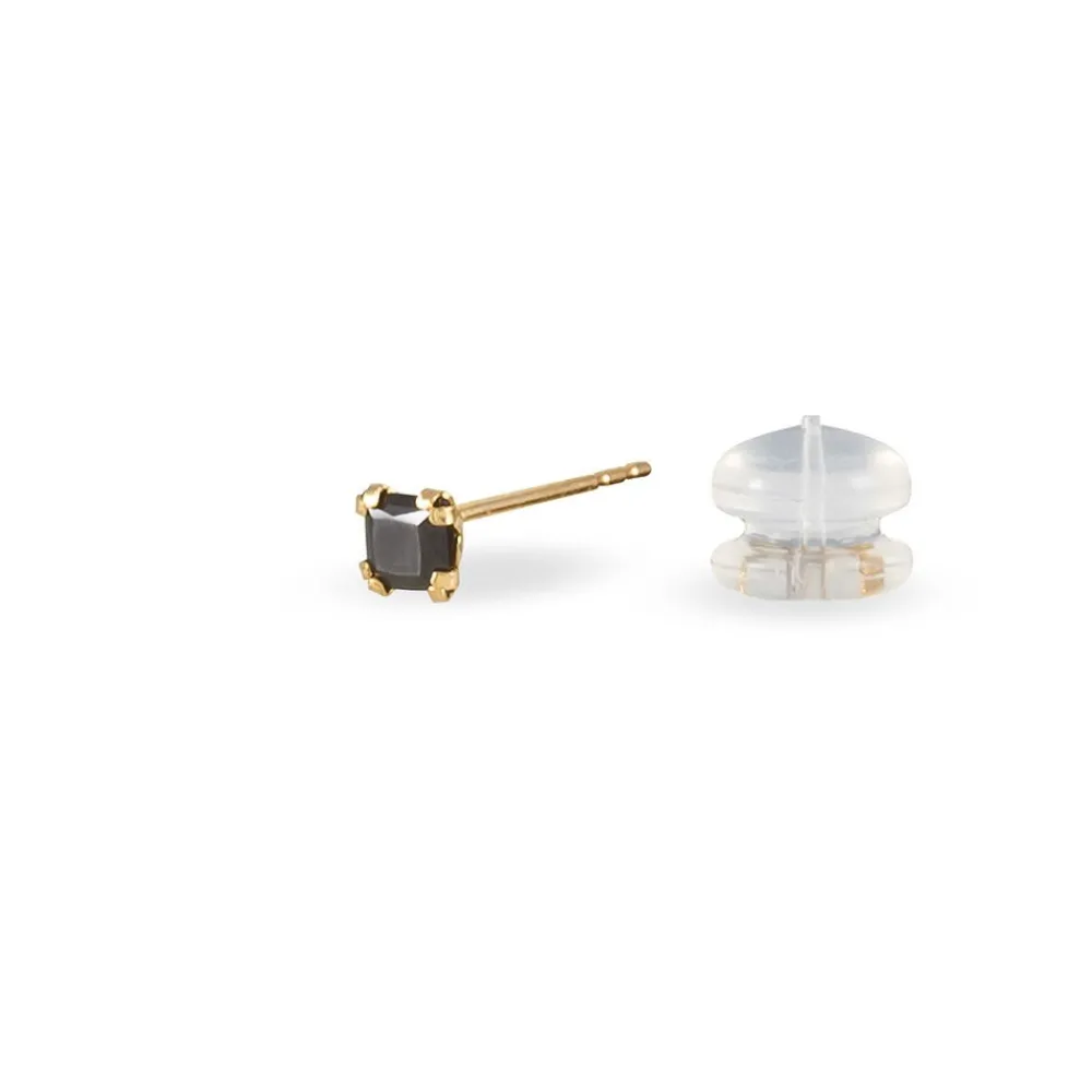 Boucles D'oreilles Puces Doreen Carre Or Jaune Oxyde De Zirconium|Marc Orian Online