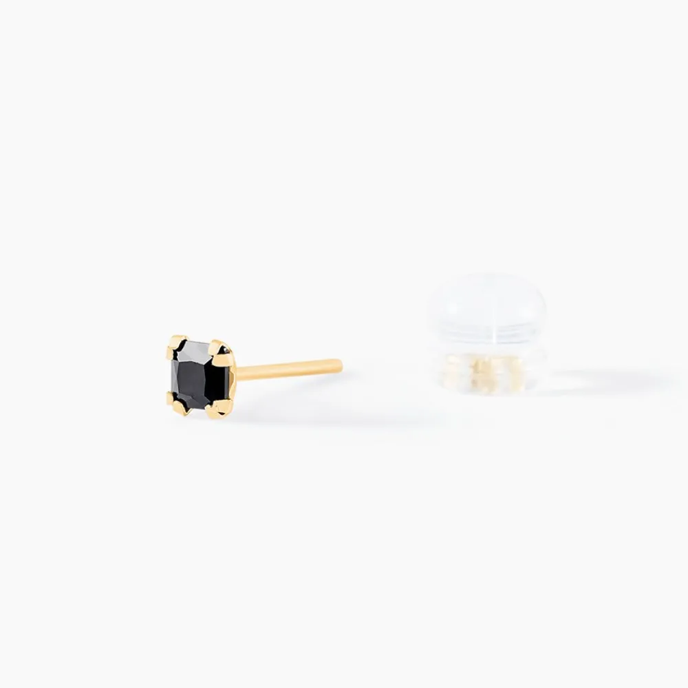 Boucles D'oreilles Puces Doreen Carre Or Jaune Oxyde De Zirconium|Marc Orian Online