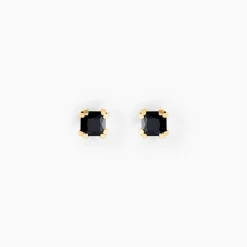 Boucles D'oreilles Puces Doreen Carre Or Jaune Oxyde De Zirconium|Marc Orian Online