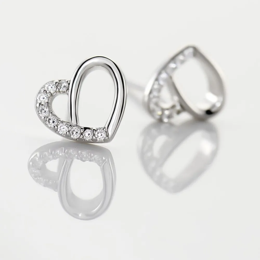 Boucles D'oreilles Puces Dorthea Argent Blanc Oxyde De Zirconium|Marc Orian Hot