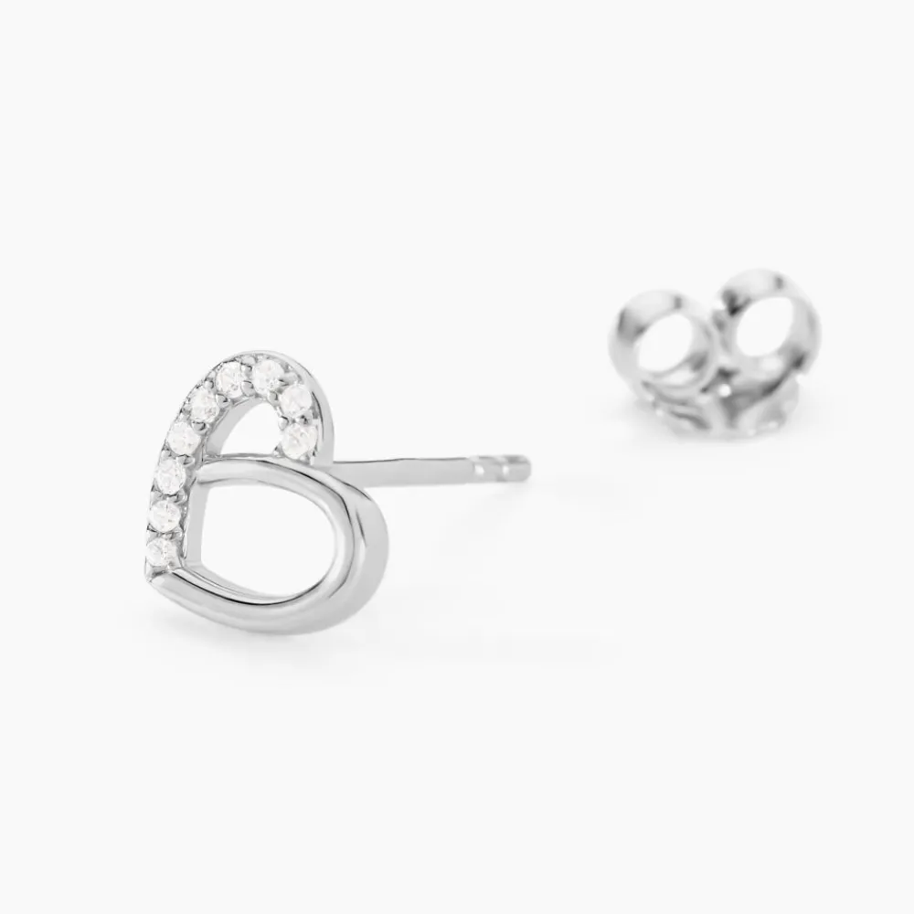 Boucles D'oreilles Puces Dorthea Argent Blanc Oxyde De Zirconium|Marc Orian Hot