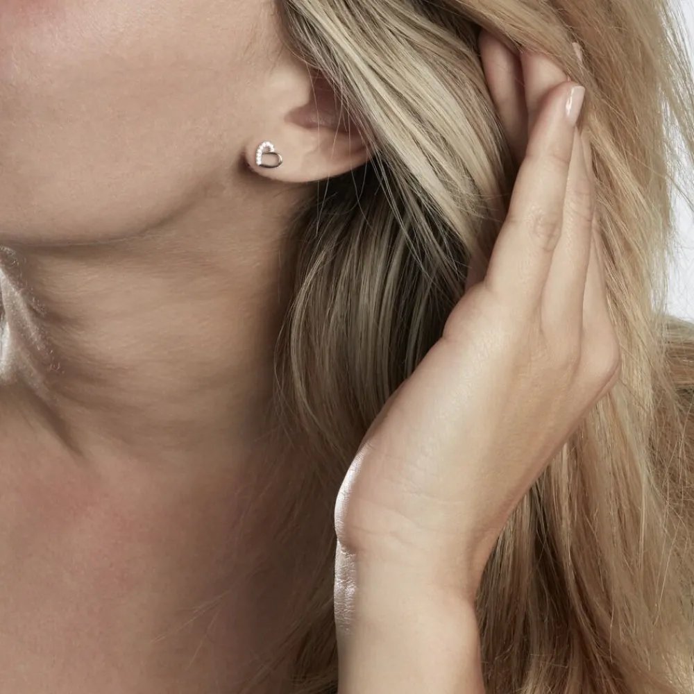 Boucles D'oreilles Puces Dorthea Argent Blanc Oxyde De Zirconium|Marc Orian Hot