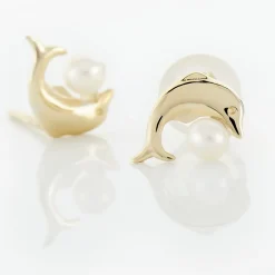 Boucles D'oreilles Puces Dyan Dauphin Or Jaune Perle De Culture|Marc Orian Clearance