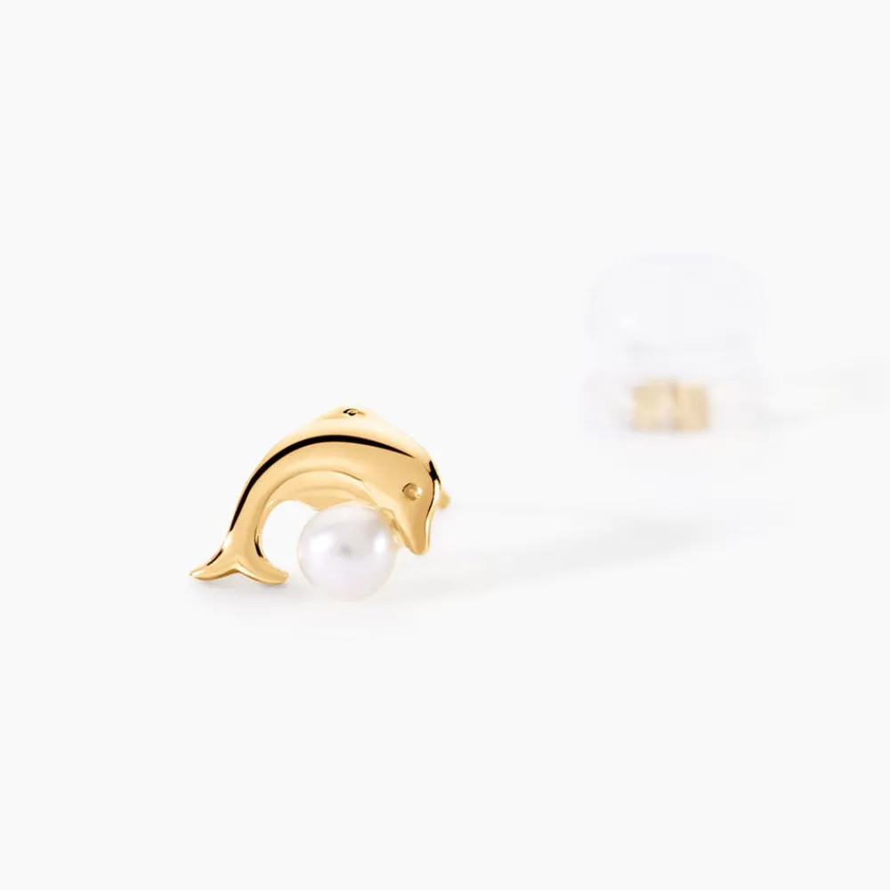 Boucles D'oreilles Puces Dyan Dauphin Or Jaune Perle De Culture|Marc Orian Clearance