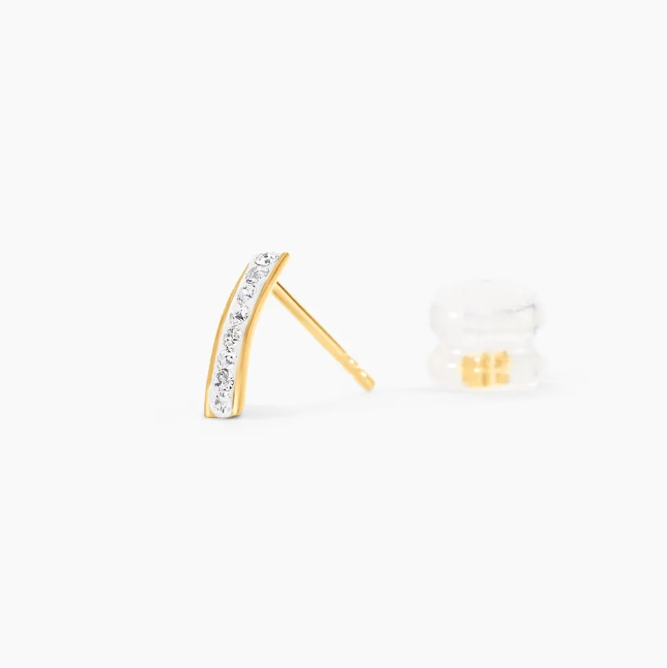 Boucles D'oreilles Puces Edme Barrettes Or Jaune Strass