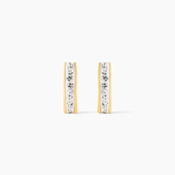 Boucles D'oreilles Puces Edme Barrettes Or Jaune Strass