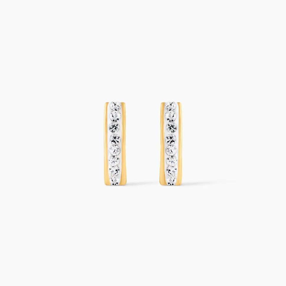 Boucles D'oreilles Puces Edme Barrettes Or Jaune Strass