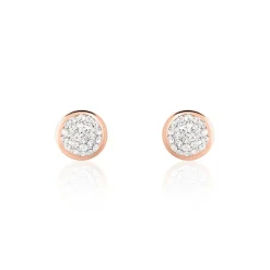 Boucles D'oreilles Puces Edmee Cercle 0 Or Rose Strass