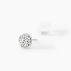 Boucles D'oreilles Puces Edmee Or Blanc Strass