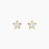 Boucles D'oreilles Puces Edme Etoile Or Jaune Strass