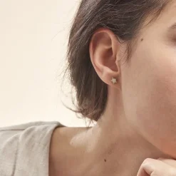 Boucles D'oreilles Puces Edme Etoile Or Jaune Strass