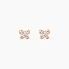 Boucles D'oreilles Puces Edme Papillon Or Rose Strass