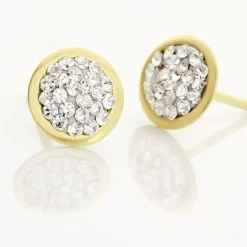 Boucles D'oreilles Puces Edmee Cercle 0 Or Jaune Strass|Marc Orian