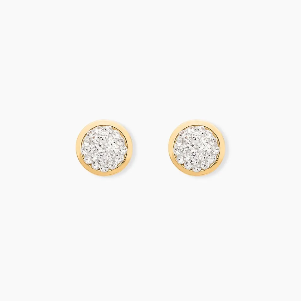 Boucles D'oreilles Puces Edmee Cercle 0 Or Jaune Strass|Marc Orian