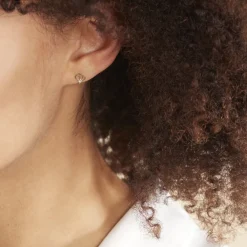 Boucles D'oreilles Puces Edvige Fleur Or Jaune Oxyde De Zirconium|Marc Orian Sale