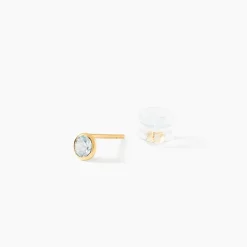 Boucles D'oreilles Puces Edy Serti Clos Or Jaune Topaze|Marc Orian Online