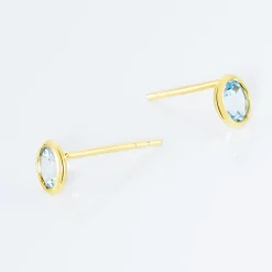Boucles D'oreilles Puces Edy Serti Clos Or Jaune Topaze|Marc Orian Online