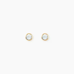 Boucles D'oreilles Puces Edy Serti Clos Or Jaune Topaze|Marc Orian Online