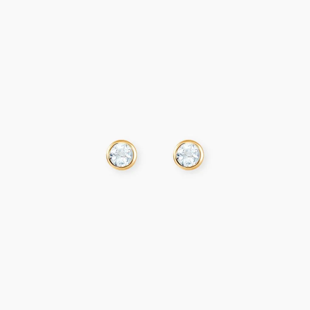Boucles D'oreilles Puces Edy Serti Clos Or Jaune Topaze|Marc Orian Online