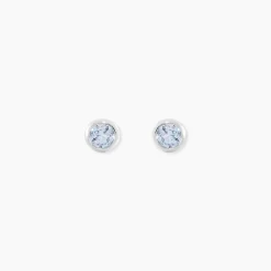 Boucles D'oreilles Puces Edy Serti Clos Or Blanc Topaze|Marc Orian Best