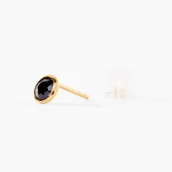 Boucles D'oreilles Puces Edy Serti Clos Or Jaune Saphir|Marc Orian Online