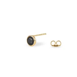 Boucles D'oreilles Puces Edy Serti Clos Or Jaune Saphir|Marc Orian Online