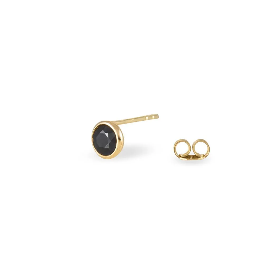 Boucles D'oreilles Puces Edy Serti Clos Or Jaune Saphir|Marc Orian Online