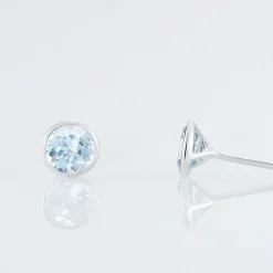 Boucles D'oreilles Puces Edy Serti Clos Or Blanc Topaze|Marc Orian Best