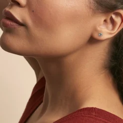 Boucles D'oreilles Puces Edy Serti Clos Or Blanc Topaze|Marc Orian Best