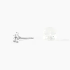 Boucles D'oreilles Puces Elais Etoile Or Blanc Oxyde De Zirconium
