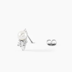 Boucles D'Oreilles Puces Elea Argent Blanc Perle De Culture Oxyde De Zirconium