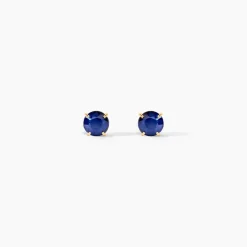Boucles D'oreilles Puces Elea Serti Griffe Or Jaune Saphir