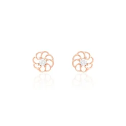 Boucles D'oreilles Puces Eleanor Fleur Or Rose Oxyde De Zirconium