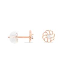 Boucles D'oreilles Puces Eleanor Fleur Or Rose Oxyde De Zirconium