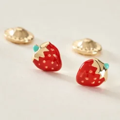 Boucles D'oreilles Puces Elizabetae Fraise Or Jaune|Marc Orian Hot