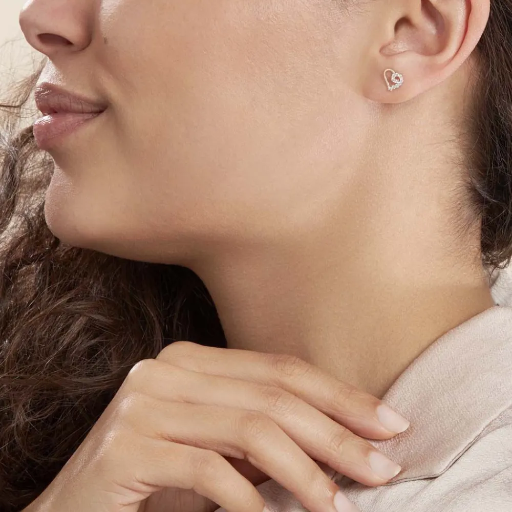Boucles D'oreilles Puces Elsy Cœur Or Jaune Oxyde De Zirconium|Marc Orian Discount