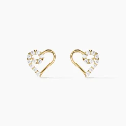 Boucles D'oreilles Puces Elsy Cœur Or Jaune Oxyde De Zirconium|Marc Orian Discount