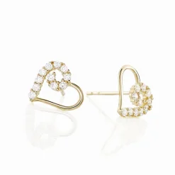 Boucles D'oreilles Puces Elsy Cœur Or Jaune Oxyde De Zirconium|Marc Orian Discount