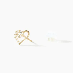 Boucles D'oreilles Puces Elsy Cœur Or Jaune Oxyde De Zirconium|Marc Orian Discount